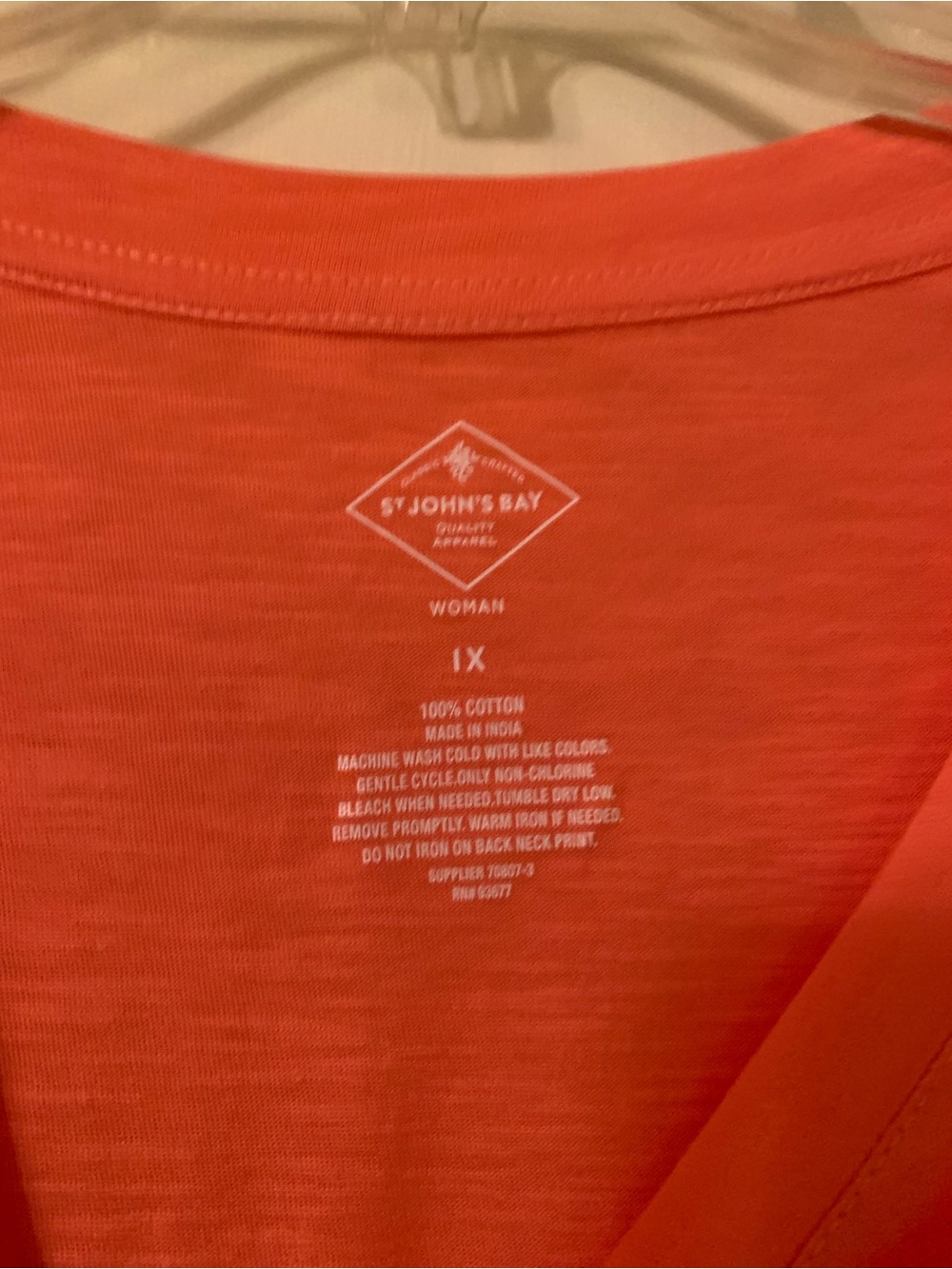 St. John's Bay Women's Coral Short Sleeve V-Neck Tee